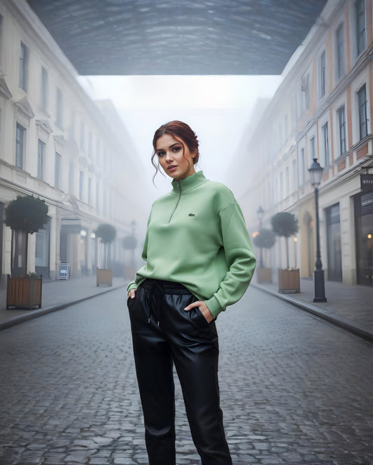 Pastel Yeşil Fermuarlı Sweatshirt