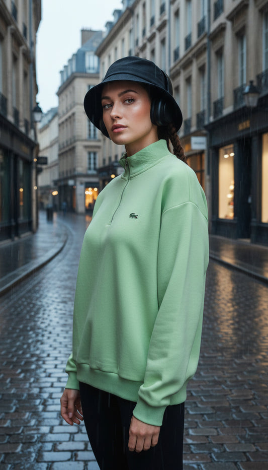 Pastel Yeşil Fermuarlı Sweatshirt